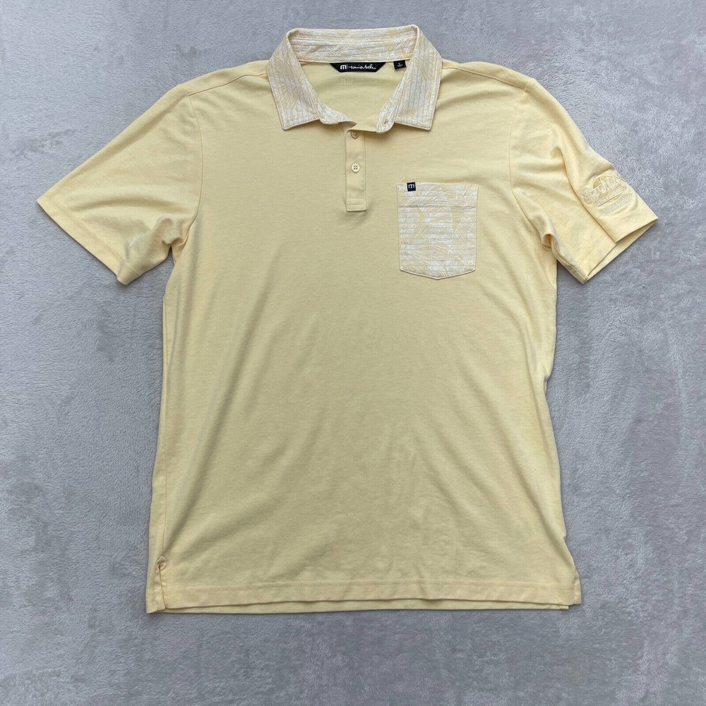 Travis Mathew Polo Shirt Mens Large Yellow Golf Lightweight Performance Rugby